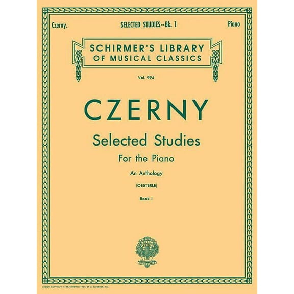 Selected Studies, Book 1: Upper Elementary and Lower Middle Grades: Schirmer Library of Classics (Paperback) by Carl Czerny, Louis Oesterle