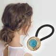 thumbnail image 2 of Unique Bargains Fashionable Button Hair Elastics for Women 1 Pc Blue Gold Tone Black, 2 of 5