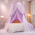 thumbnail image 6 of Double Layer Princess Round Dome Canopy Bed Curtain for Girls Adults,Children Dreamy Mosquito Net,Cute Bedroom Decoration Castle Play Tent Reading Nook Canopies(Dome-Purple/White), 6 of 14
