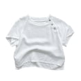 thumbnail image 2 of Blusas y camisas de manga corta con cuello redondo para niños y niñas, color liso, para tiempo libre, cuello redondo, manga corta, para niños, 2 of 5