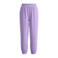thumbnail image 5 of Women Linen Pants Summer Casual Gaucho Pants Drawstring Elastic Waist Wide Leg Slacks Loose Fitting Beach Attire Purple XXL, 5 of 7
