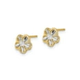 thumbnail image 2 of 14k Yellow and Rhodium Gold Floral Stud Earrings for Women with Textured Petal Design, Polished Matte Finish, Dainty Two Tone Style, Elegant Lightweight Jewelry for Everyday Wear, 2 of 6