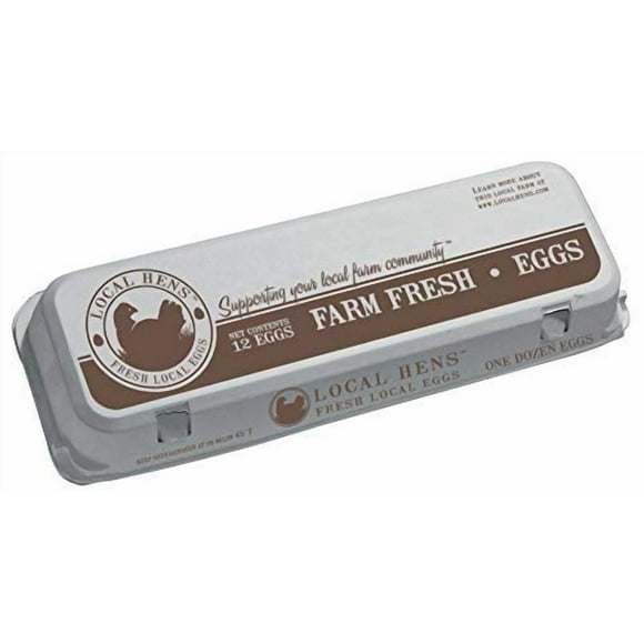 Local Hens 12-Egg No Grade/No Size Flat Top Paper Pulp Egg Carton with UPC - 125 Pack