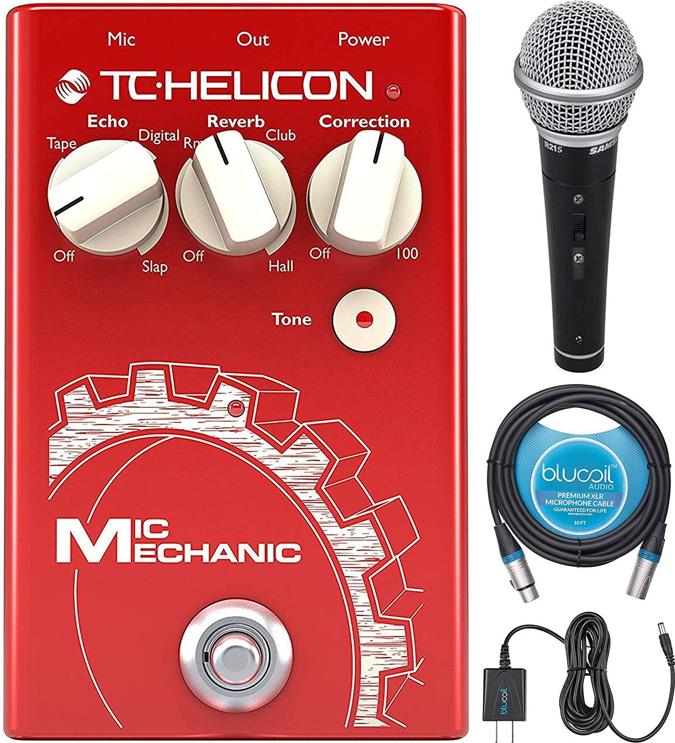 TC Helicon Mic Mechanic 2 Vocal Effects Pedal Bundle with R21S