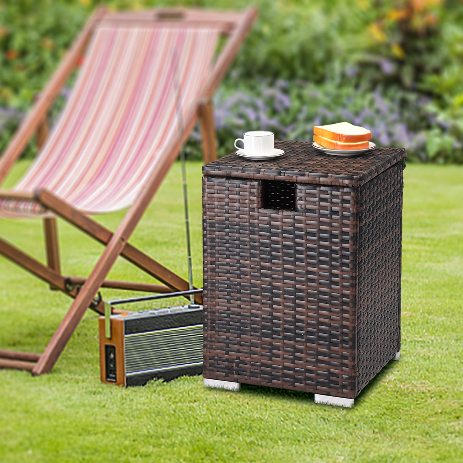 GoDecor Wicker Tank Fire for Gas Fire Pits, Rattan Propane Tank, Brown Gradient