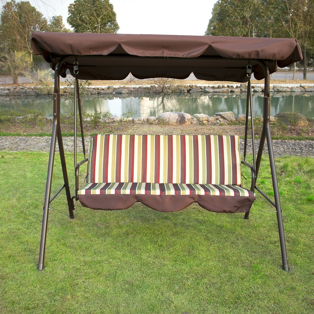 Outdoor 3 Person Canopy Swing Chair Patio Backyard Awning Yard Porch