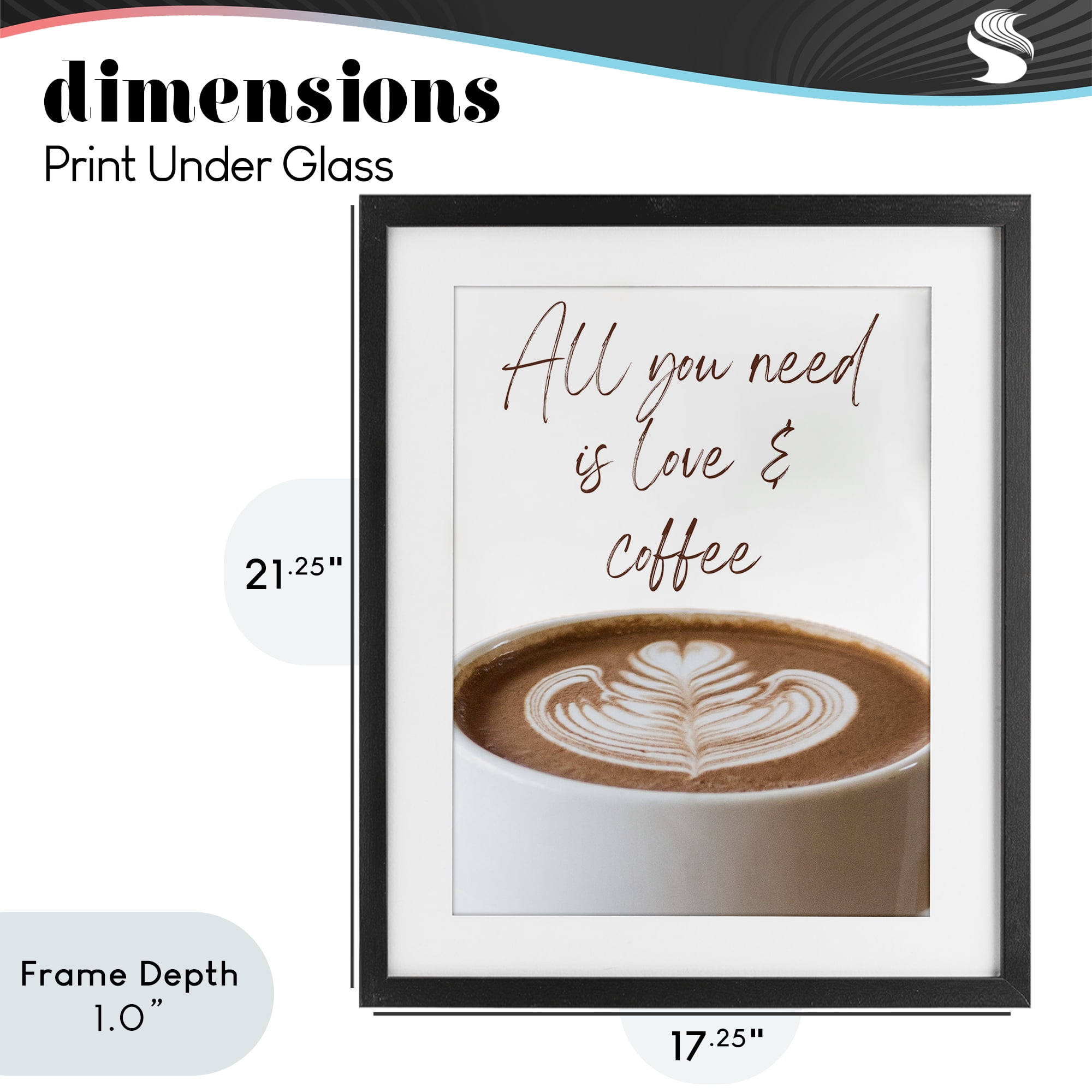 Stupell Industries All You Need Love & Coffee Black Framed Print Under Glass, design by Jesse Keith