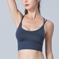 thumbnail image 4 of Ropa interior deportiva para mujer con almohadillas cruzadas en la espalda, ropa interior deportiva con cordones, ropa interior de yoga de sujeción media con copa desmontable, 4 of 5