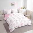 thumbnail image 2 of jejeloiu Pink Bowknot Bows 7 Pieces Bedding Comforter Set,Cute Loves Heart Full Bedding Set For Girls Kids Reversible, 2 of 7