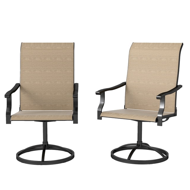 CoSoTower Outdoor Swivel Dining Chairs Set of 2, High Back Swivel Chairs with All Weather Mesh for Deck, Backyard, Poolside, Brown
