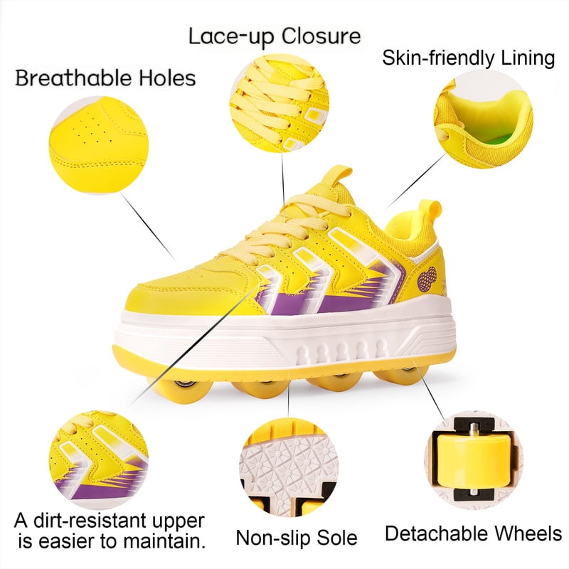 KOFUBOKE Roller Skate Shoes & Unisex Sneakers with 4 Wheels for Outdoor Sports Activities