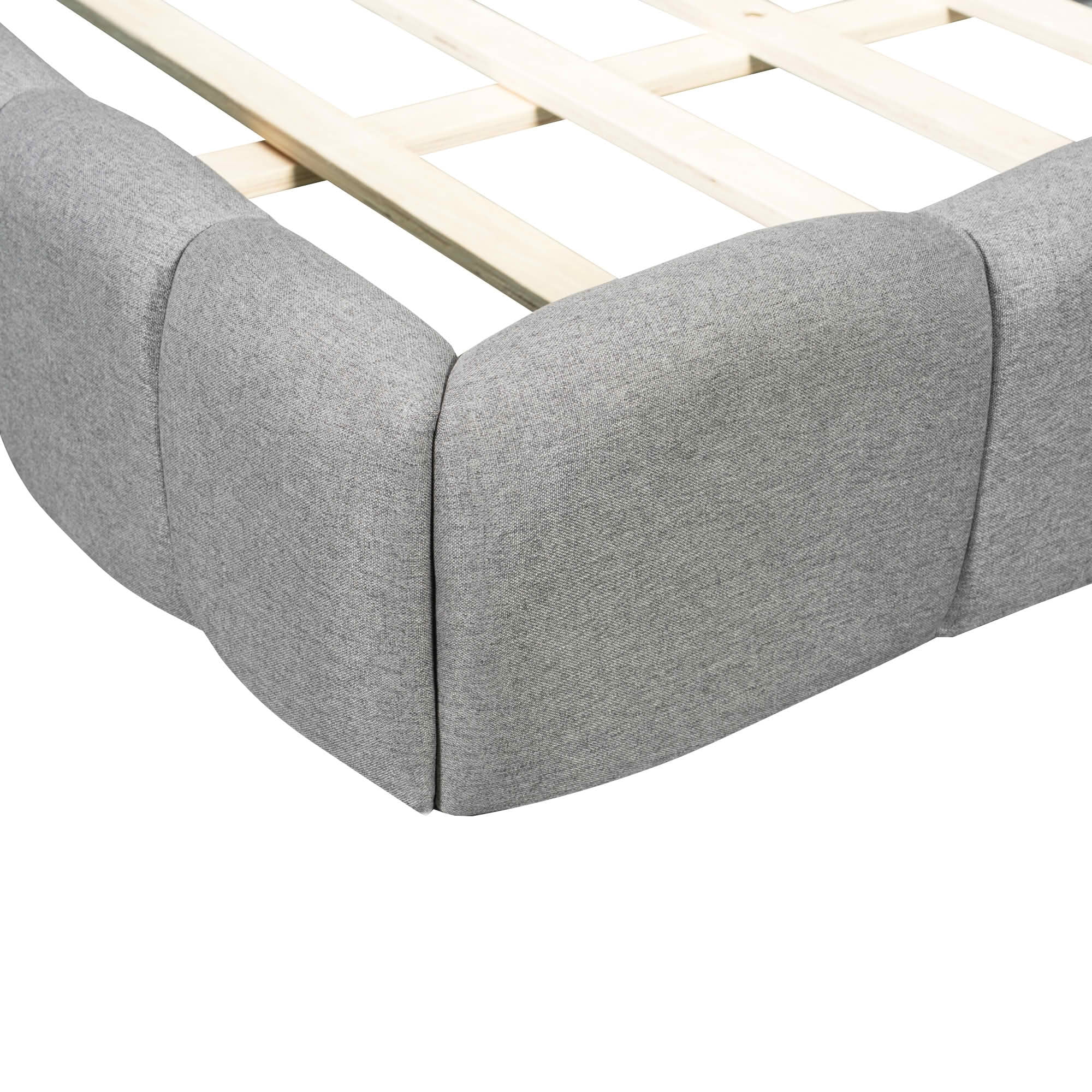 MAYEERTY Linen Upholstered Platform Bed with Elegant Design, Sturdy Stable Frame & Easy Assembly