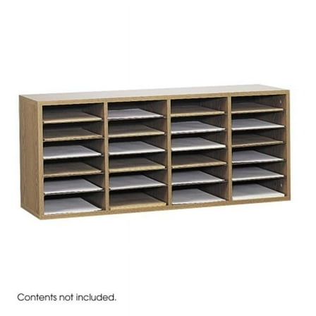 Safco  Oak Wood Adjustable Literature Organizer- 24 Compartment