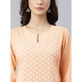 thumbnail image 6 of Janasya Indian Women's Melon Orange Cotton Printed Kurta with Pant, 6 of 9