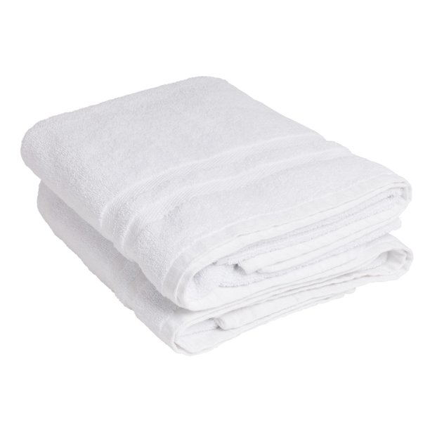 Living Fashions White Bath Towels Large 600 GSM Cotton Soft