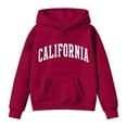 thumbnail image 4 of Telankuip Oversized Hoodies for Girls Trendy California Letter Printed Pullover Hooded Sweatshirts Long Sleeve Casual Loose Drawstring Pullover Tops Kid's Workout Preppy Style Red 3-4 Years, 4 of 4
