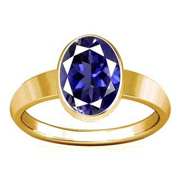 Divya Shakti 7.25-7.50 Carat Iolite Plain Design Ring (Neeli Stone Panchadhatu Plain Design Ring)(9.5)
