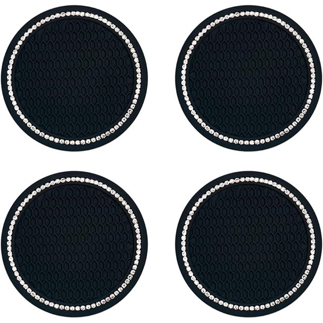Posavasos para coche, paquete de 2 posavasos con inserto brillante para vehículo, posavasos antideslizantes de cristal para bebidas Sincero Electrónica