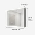 thumbnail image 3 of Silver Bathroom Medicine Cabinet 36x30 - Led Lights, Double Door, Mirror With , Dimmer, Clock & Temp Display, 2 Outlets Ports, Luminous 36×30 Mirror, Temp, , Powder Coated, Surface Mount, 3 of 6