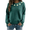 thumbnail image 2 of WTXUE Women's Oversized Daisy Embroidered Crew Neck Pullover Sweater Cute Knit Pullover Floral Pattern Drop Shoulder Pullover Tops Tunic Sweaters Fall Outfits Blackish Green Xl, 2 of 9