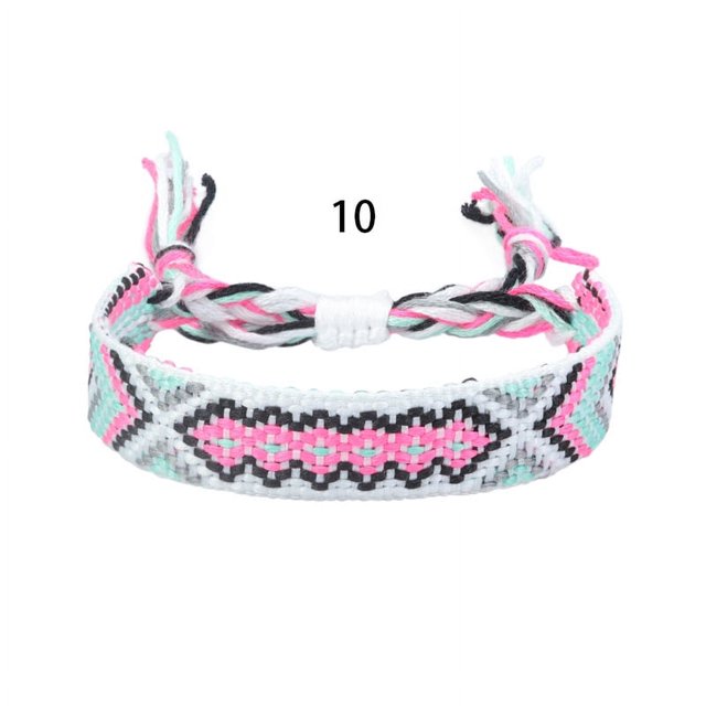 Pulsera tejida de estilo étnico único, borlas de colores, amistad afortunada, cuerda hecha a mano