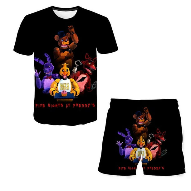 Conjuntos de ropa de dibujos animados de Five Night At Freddy para niños y niñas, camisetas de juego terroist de verano, pantalones cortos, trajes de 2 piezas, trajes informales FNAF 8T Gao Jinjia LED