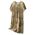 thumbnail image 3 of UANWENN Chemise de Nuit d'Été pour Femmes Manches Courtes Col Rond Chemise de Nuit Confortable Vêtements de Détente à la Maison Robe de Nuit Imprimée Décontractée Pyjama pour Femmes Chemise de Nuit Grande Taille Rave, 3 of 3