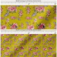 thumbnail image 2 of Soimoi Yellow Cotton Poplin Fabric Ranunculus & Roses Floral Print Fabric by the Yard 58 Inch Wide, 2 of 7