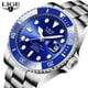 thumbnail image 2 of Reloj LIGE Reloj de lujo impermeable 3ATM con fecha para hombre plateado y azul, 2 of 5