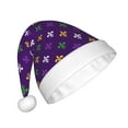 thumbnail image 2 of Balery Purple Mardi Gras Pattern Santa Hat Christmas Hat Funny Christmas Hat Christmas Knitted Beanie Hat For Men Women Adult, 2 of 6