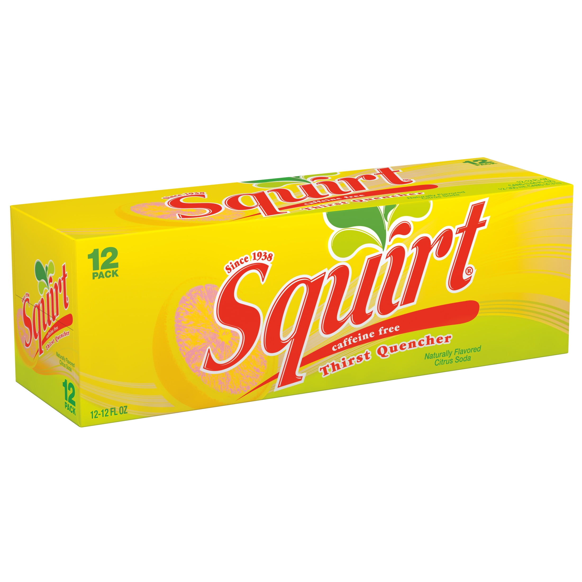PR Squirt Caffeine Free Grapefruit Soda Pop, 12 fl oz, 12 Pack Cans