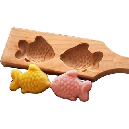 

Mooncake Mold Chinese Traditional Mid-autumn Festival Moon Cake Mould Wooden Fish Shape Pastry Baking Tool for Muffin Cookie Biscuit Chocolate Pumpkin Pie