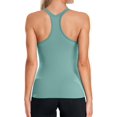 thumbnail image 2 of XINQIHANG Ribbed Workout Tank Tops for Women with Built in Bra Tight Racerback Scoop Neck Athletic Top, 2 of 7