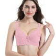 thumbnail image 2 of Gyexs Fashionable Women Lace Gathered Bra Adjustable Thin Cup Underwear Comfortable Support Sports Bras for Women, Pink, Size 100C, 2 of 4