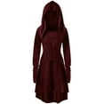 thumbnail image 1 of PMVFHDE Robes Filles Adolescentes Robe à Capuche à Lacets Chandail à Enfiler Asymétrique Longue Robe à Capuche Cape pour Grandes Filles Rouge,17-18 Ans, 1 of 4