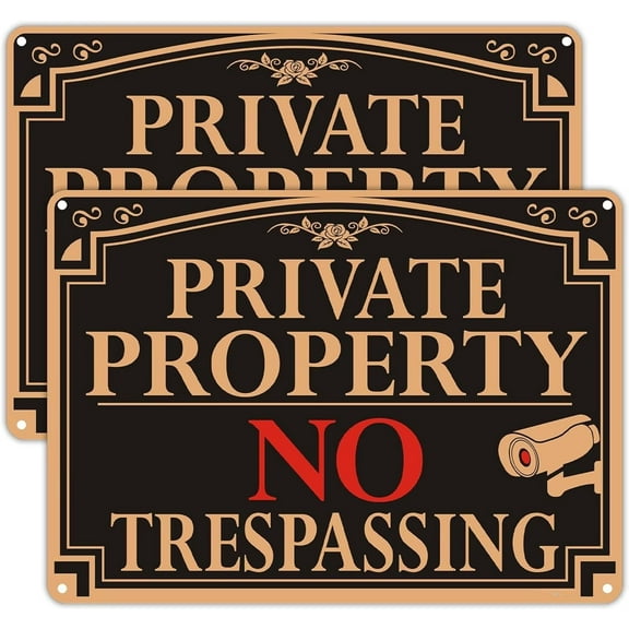 Private Property No Trespassing Sign, 10x7Inches Video Surveillance Signs,Fade&Rust Resistant Aluminum Metal, Easy to Install, 2 Pack
