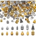 thumbnail image 1 of 140 tapones metálicos para extremos de cordón, de cuero tibetano, con pegamento en barril., 1 of 5