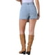 thumbnail image 3 of INSPIRAR CHIC Pantalones Cortos de Mezclilla para Mujeres Cargo Falsos de Cintura Alta Mini Shorts S Azul Claro, 3 of 6