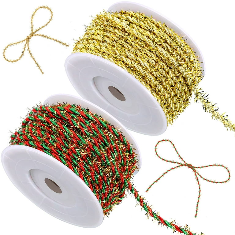 2 Roll Christmas Crafts Thin Rope Decorative Twine Colorful Packaging  Structures Christmas Twine Cooking Twine Gardening Applications for Wedding  Festival (Gold, Red and Green) 