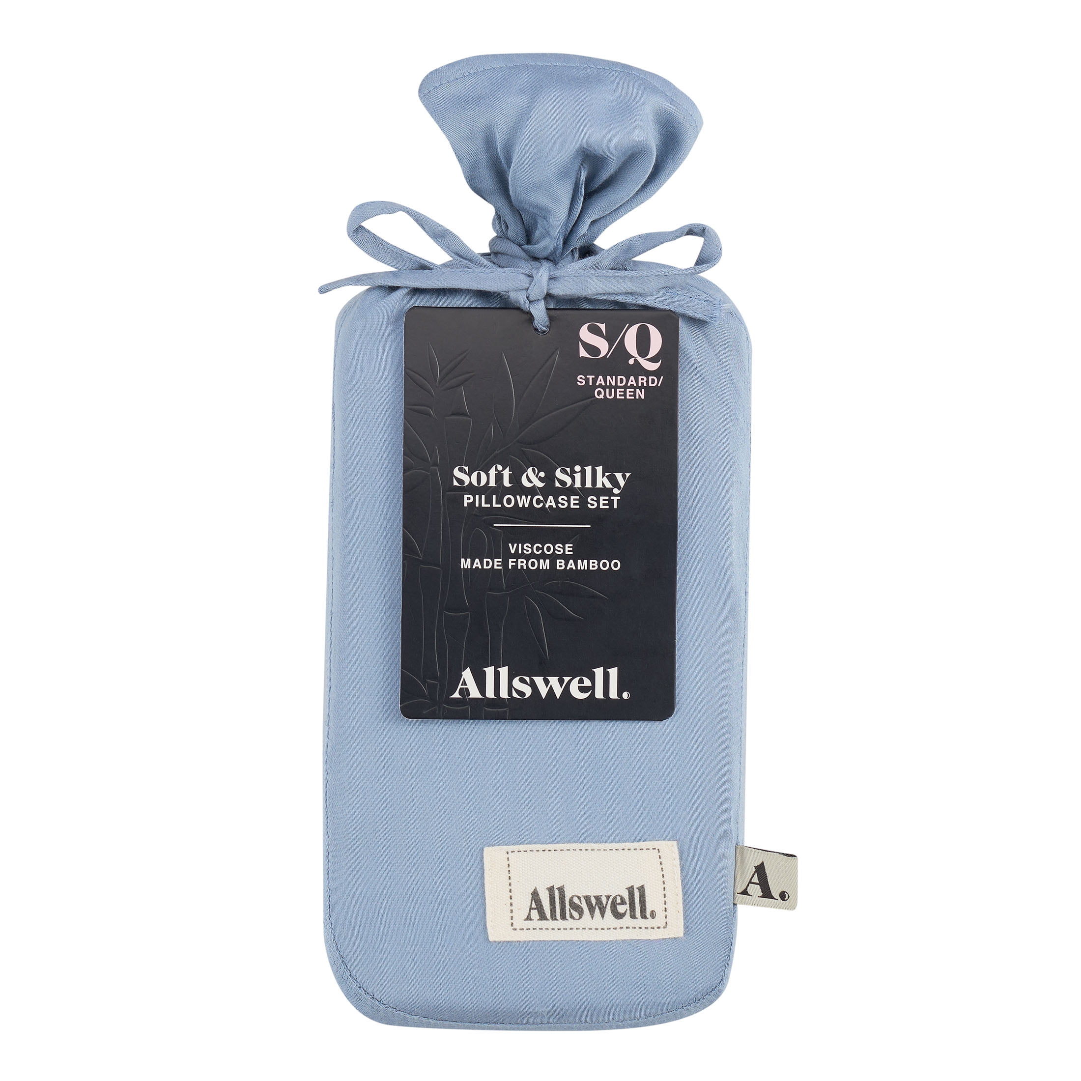 Allswell Soft & Silky Blue Illusion Rayon Derivede from Bamboo Sateen Pillowcases, Standard/Queen (2 Count)