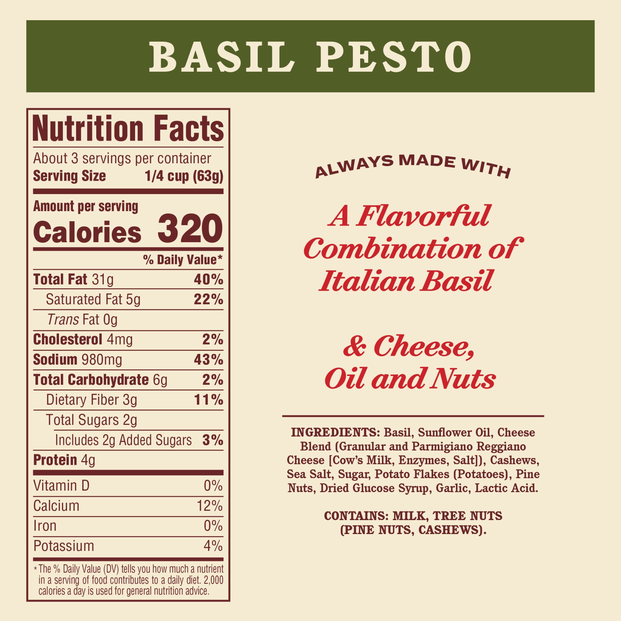 (6 pack) Rao's Homemade Basil Pesto Sauce, 6.7 oz