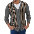 thumbnail image 4 of Iceglad Men's Vintage Striped Long Sleeve Button Down Cardigan Sweater with V Neck Knitted Sweaters, 4 of 11