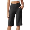 thumbnail image 2 of Capri Pants for Women Wide Leg Yoga Cropped Pants with Pockets Loose Casual Summer Pants Black M, 2 of 7