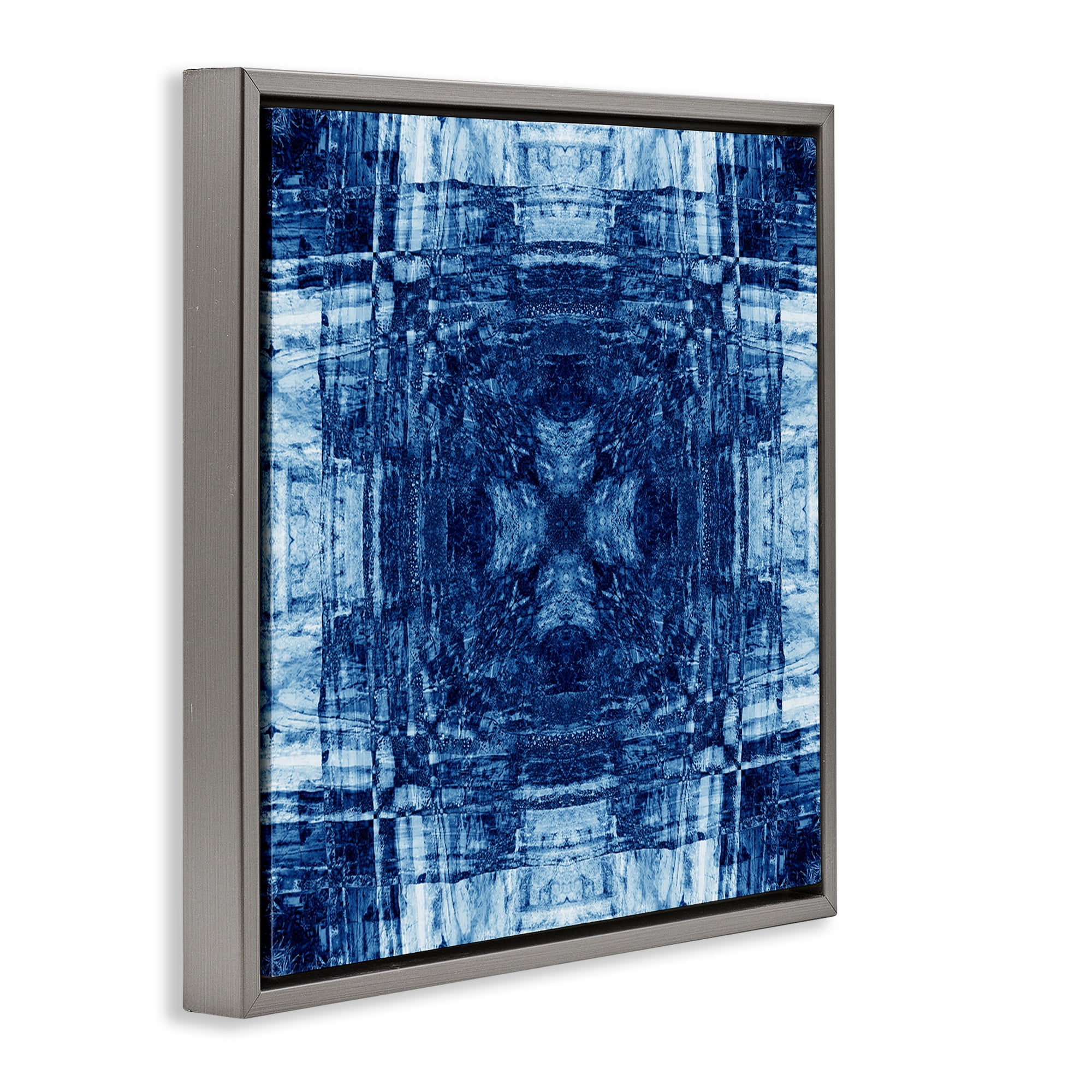 Stupell Industries Linear Geometric Pattern Abstract Painting Gray Floater Framed Canvas Art Print Wall Art, 25 x 25