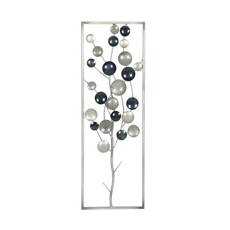 Contemporary Metal Wall Decor - Decmode Contemporary Metal Abstract Tree Framed Wall Decor, Gray