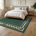 thumbnail image 3 of ODIKA 6'x9' Green Deep Mid-Century Stripes Washable Area Rug Geometric Border Design with Modern Flair for Family Room, Living Mater Bedroom, Non-Slip, Easy Care, 3 of 7
