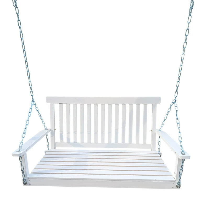 【CARNE BOLLENTE】 JUNGLE SWING / White Front Porch Swing with Armrests, Outdoor Patio All-Weather
