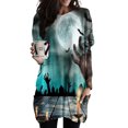 thumbnail image 2 of Vestido suelto de manga larga con estampado de Halloween y cuello redondo para mujer de talla grande de otoño Pompotops hdfakjf3284, 2 of 5