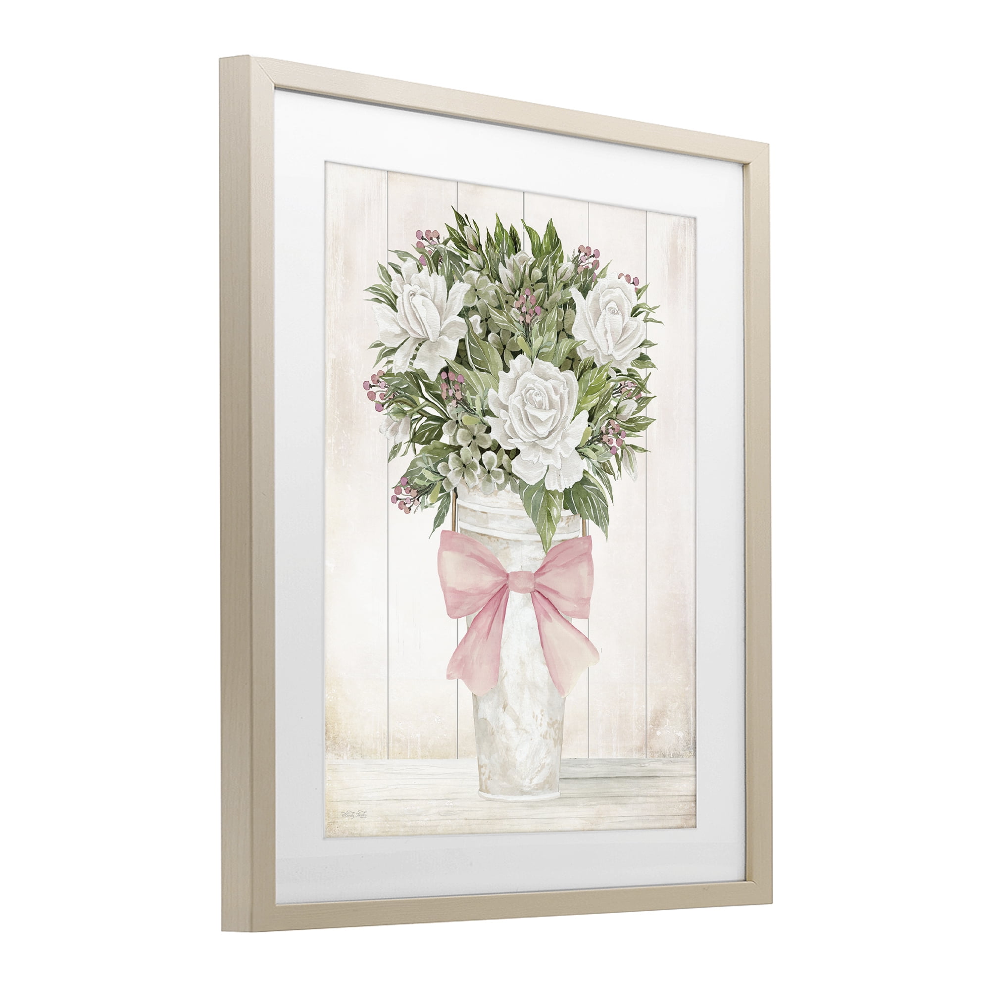 Stupell Industries Pretty In Pink Roses & Bow Birch Framed Print Under Glass, design by Cindy Jacobs