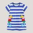 thumbnail image 6 of WIBACKER Toddler Girl Cotton Casual Dress Summer Short Sleeve Appliques Striped Tunic Playwear Shirt Dresses - Seahorse, 6 of 8
